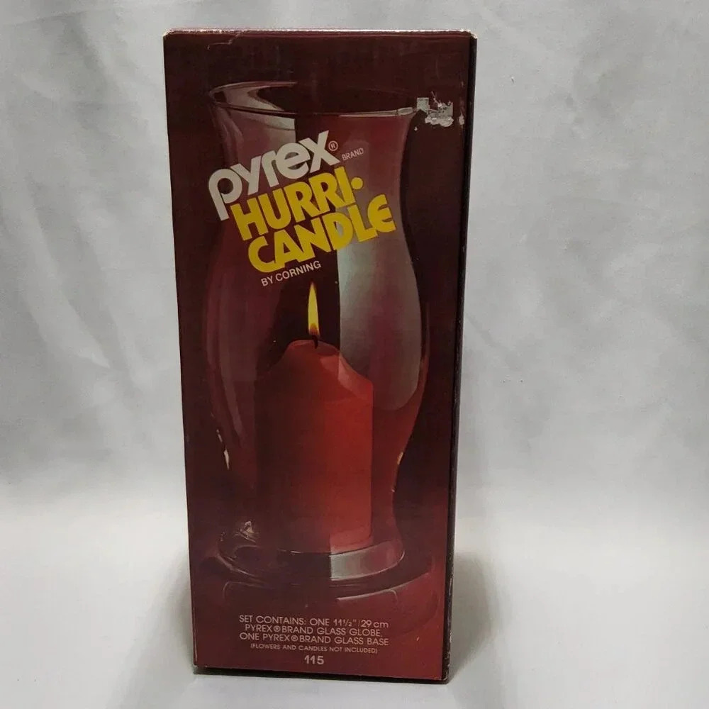 Vintage Corning Pyrex Hurri-candle 11.5in Tall Globe and Base New